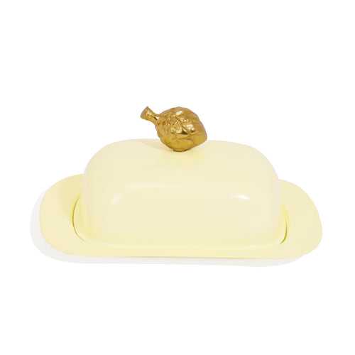 Elan Acorn Butter Dish, Stainless Steel (100gm, Off White)