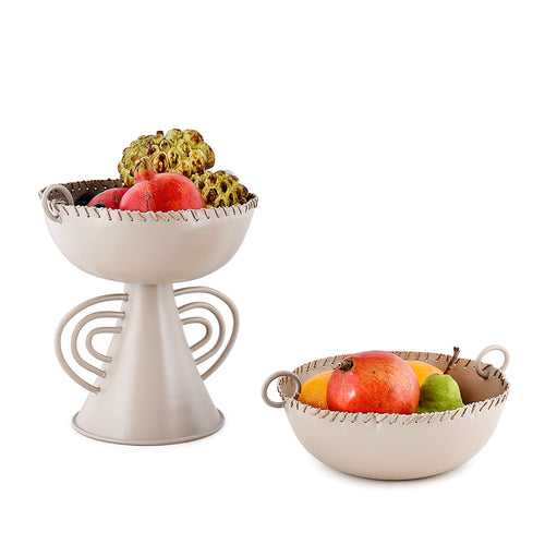 Elan Kaia Pedestal Serving Bowl for Fruits Or Home Decor Accents (Beige)