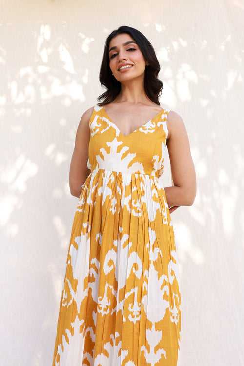 Abstract yellow printed maxi