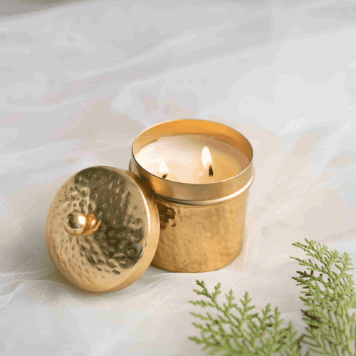 Gold 2 wick Votive Scented Candle - Rose Bouquet