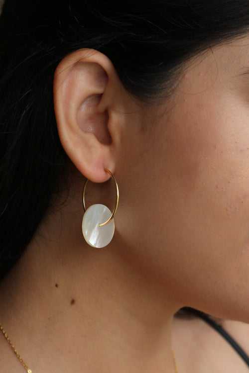 Mother Of Pearl Disc Earrings