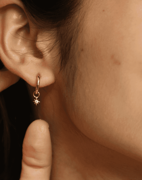 Star Diamond Hoop Earrings Set
