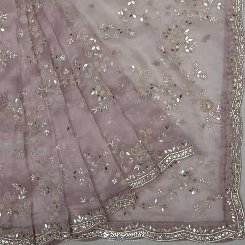 Pastel Pink Tissue Organza Saree With Jaal Embroidery