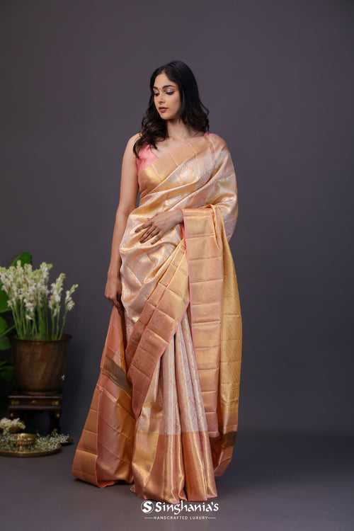 Pale Gold Tissue Kanjivaram Silk Saree With Butti Weaving