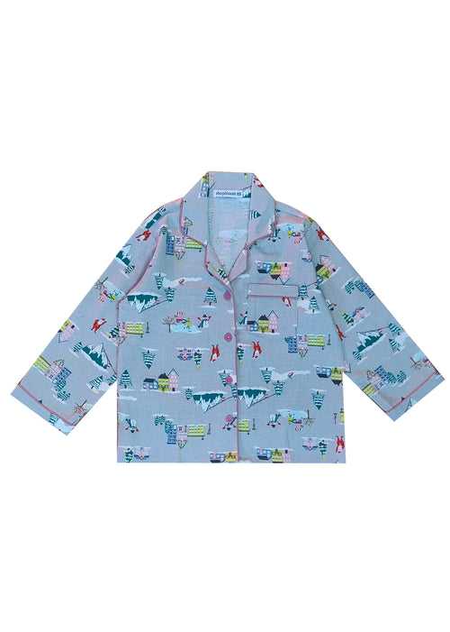 Santa City Print Cotton Flannel Long Sleeve Kid's Night Suit
