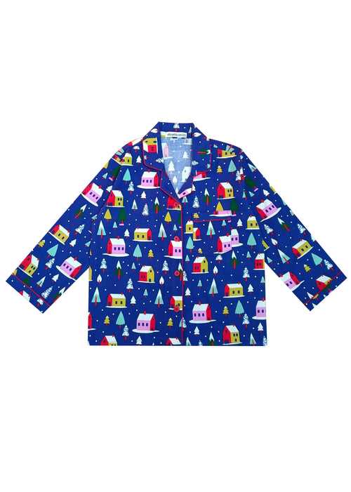 Christmas Land Print Cotton Flannel Long Sleeve Kid's Night Suit