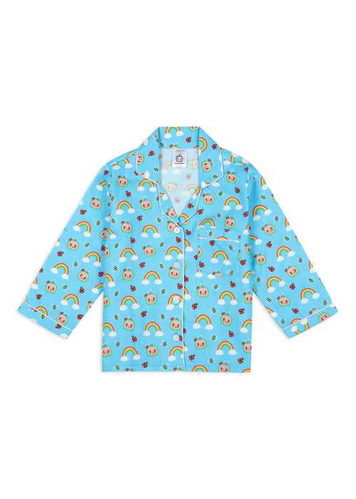 Blue Rainbow Print Long Sleeve Kids Night Suit