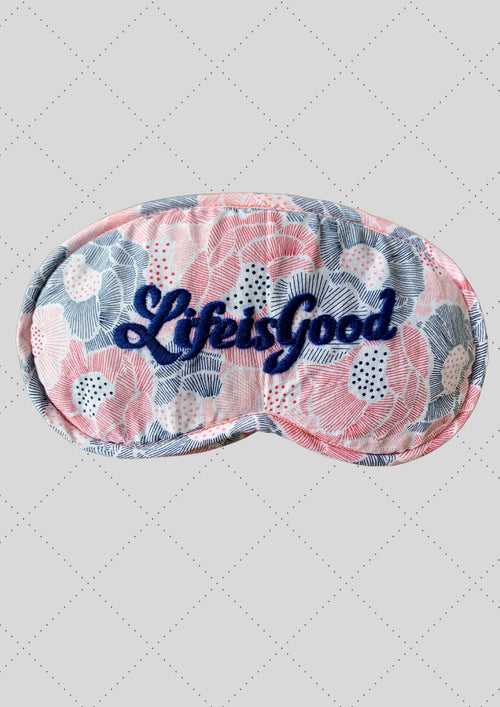 Eye mask "Life is good" embroidery navy