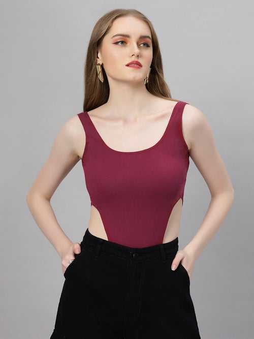 Plum Cut-Out Bodysuit