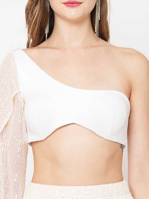 One Shoulder Petal Sleeve Bustier