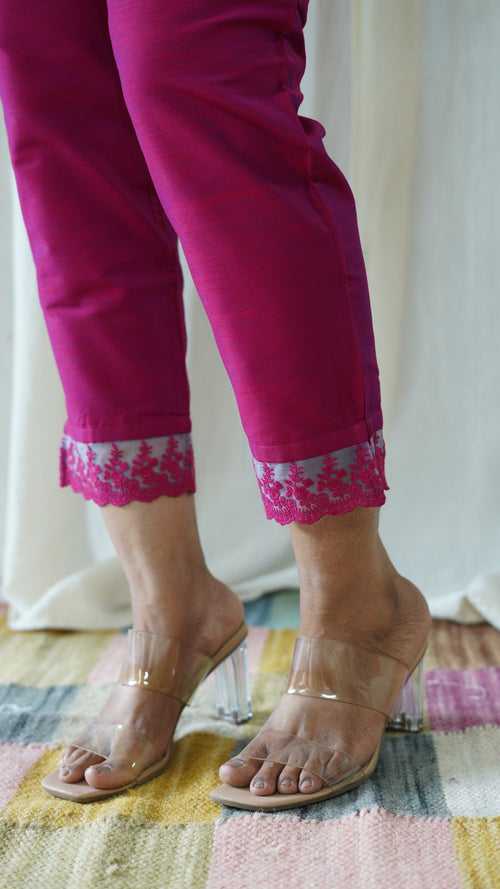 Magenta Solid Bottom with Lace detailing