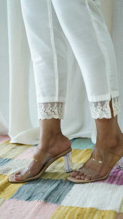 White Solid Bottom with Lace detailing