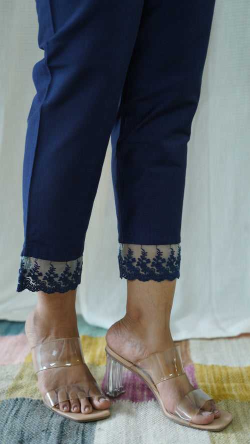 Navy Blue Solid Bottom with Lace detailing
