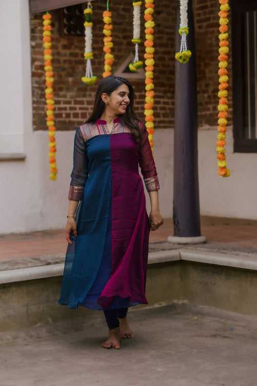 IMD - Aadhirai Wine with Teal Blue (Kurti only)