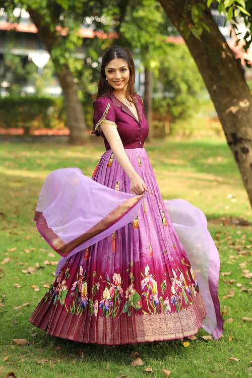 Purple Mysore silk Anarkali Dress (FW)