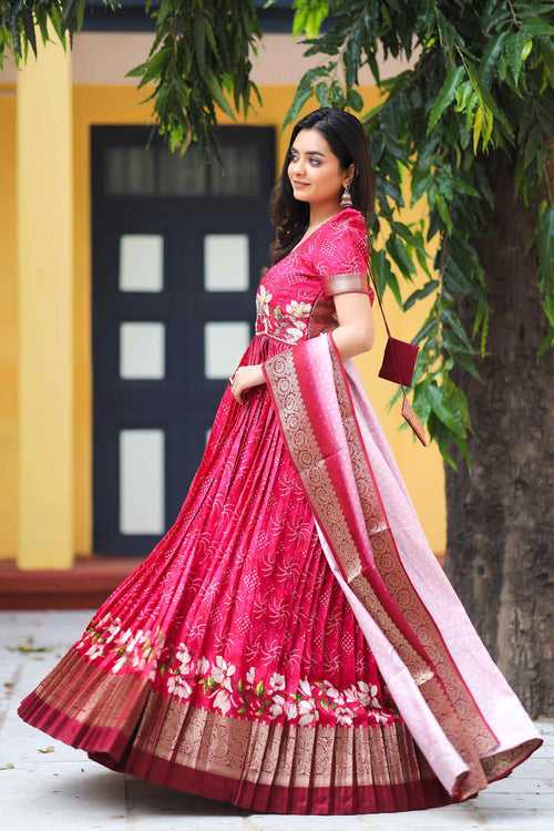 Pink lush dollar silk Anarkali Dress (FW)