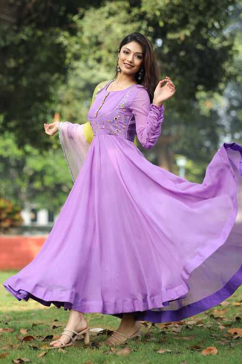 Lilac Georgette Anarkali Dress (FW)