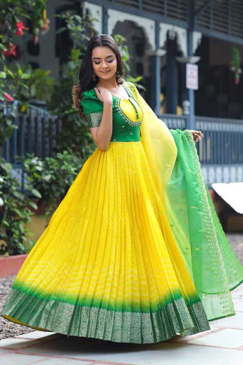 Yellow Mysore silk Anarkali Dress (FW)