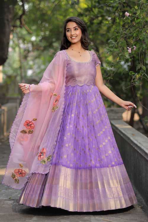 Lavender Kotta Zari silk Anarkali Dress (FW)