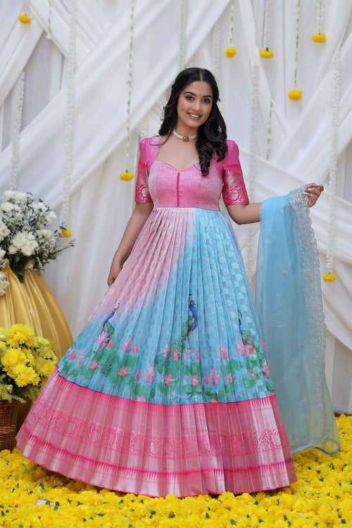 Pink Banarasi dress with sequence-worked organza dupatta(FW)