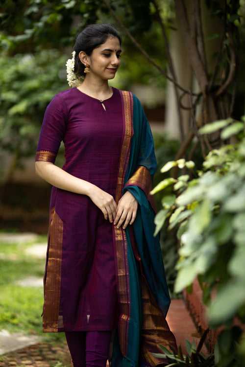 Thenmozhi Magenta - Unstitched Suit