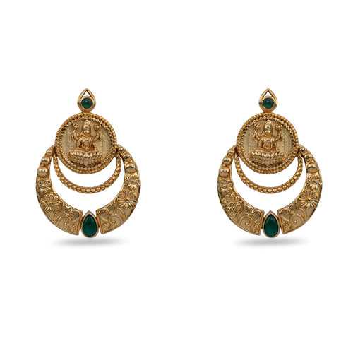 Shreeja Antique Green Kempu Stud Earrings