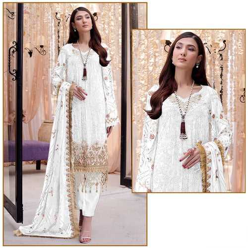 BIL04 Black and White Designer Semi Stitched Pakistani Salwar Suit