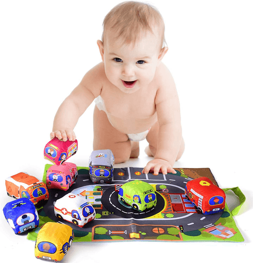 Baby Soft Car Toy Set with Play Mat