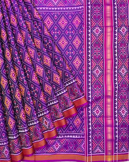Purple Panchanda Designer Patola Saree