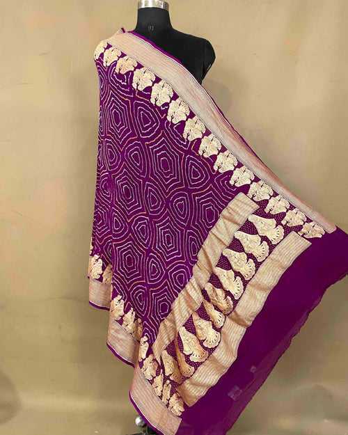 Purple Georgette Bandhani Dupatta