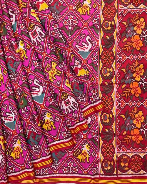 Red & Pink Narikunj Designer Patola Saree