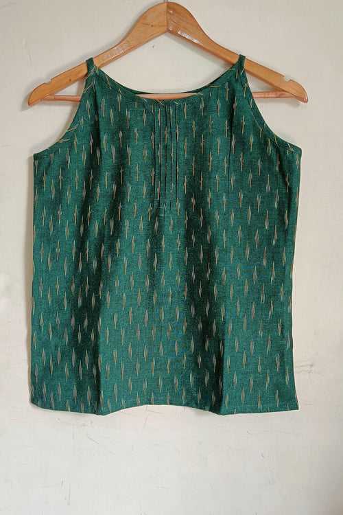 Bottle green Ikat camisole