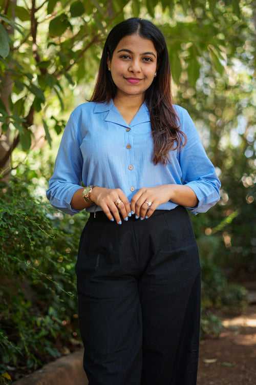 Malai Cotton Shirt-Powder blue