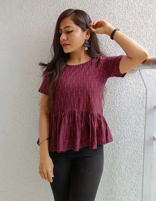 Wine peplum top