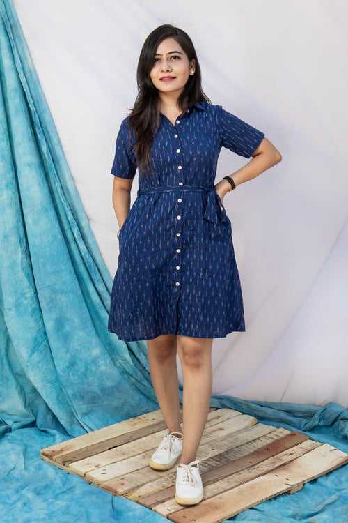 Royal blue ikat summer dress