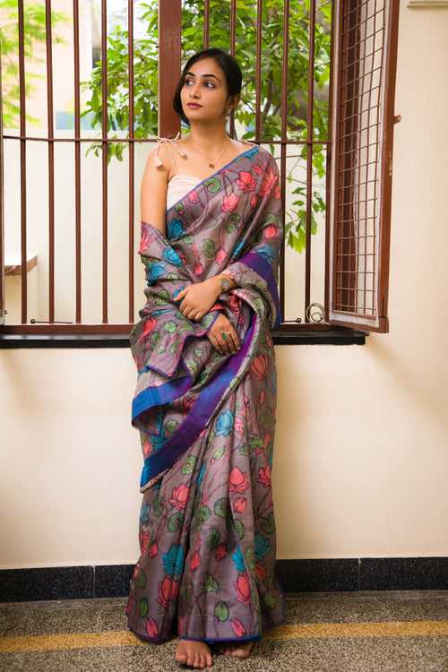 Made In Madras - Pen Kalamkari Tussar Silk Saree