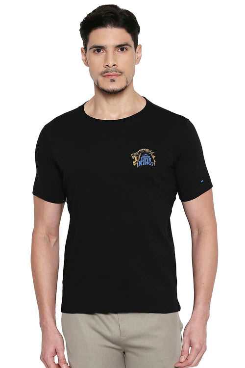 CSK Original Ipl Roaring Lion Print Crew Neck T Shirt