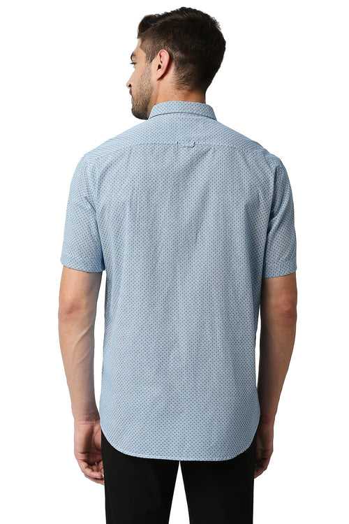 Basics Slim Fit Poplin Printed Shirt