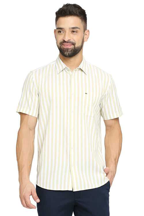 Slim Fit Cotton Twill Stripe Halfsleeves Shirt