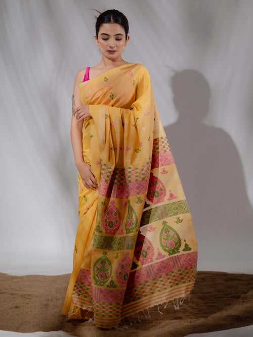 Mustard Eri Kesa Paat Silk Saree