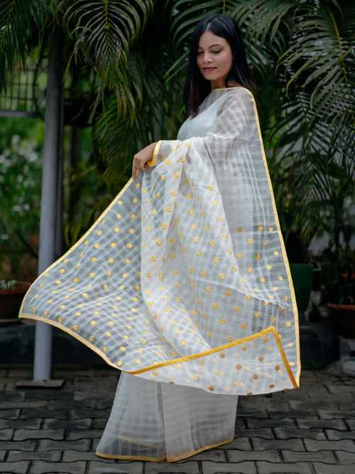 Ivory Yellow Silk Cotton Saree