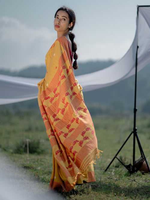 Ochre Eri Silk Saree