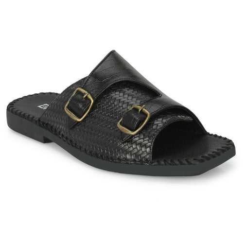 Eego Italy Party Wear Ethnic Slippers HERO-1-BLACK (Sale@499)