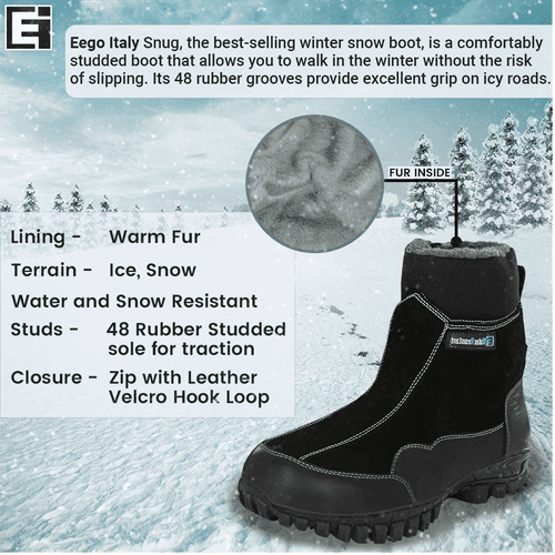 Eego Italy Snug Genuine Leather Winter Snow Boots With Fur