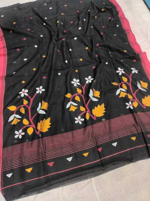 Pure Cotton 100 Count jamdani Saree Without Blouse . ( Length- 6.3 meter )