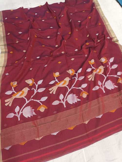 Pure Cotton 100 Count jamdani Saree Without Blouse . ( Length- 6.3 meter )