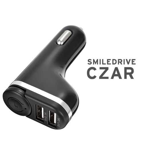 2 in 1 Bluetooth Wireless Handsfree Earphone Car Charger-Can Connects 2 devices, 2 USB Ports, Fast Charging
