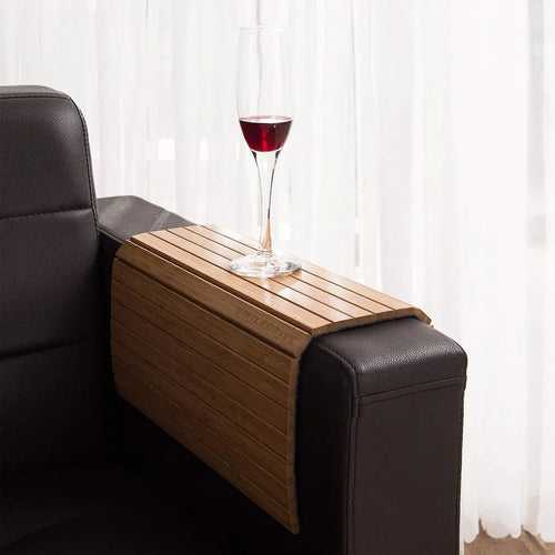 Handmade Sofa Arm Folding Wood Tray Table for Wine, Beer, Whisky -Made in India
