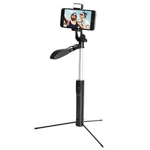 Selfie Stick Gimbal Tripod with Stability Handle built-in LED Flash light and wireless clicker-iOS & Android Phone Compatible