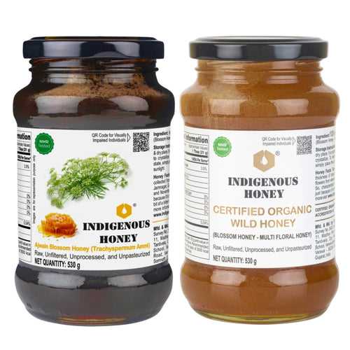 Nmr tested Raw Thyme Honey with Certified Organic Wild honey Combo pack (Pack of 2)